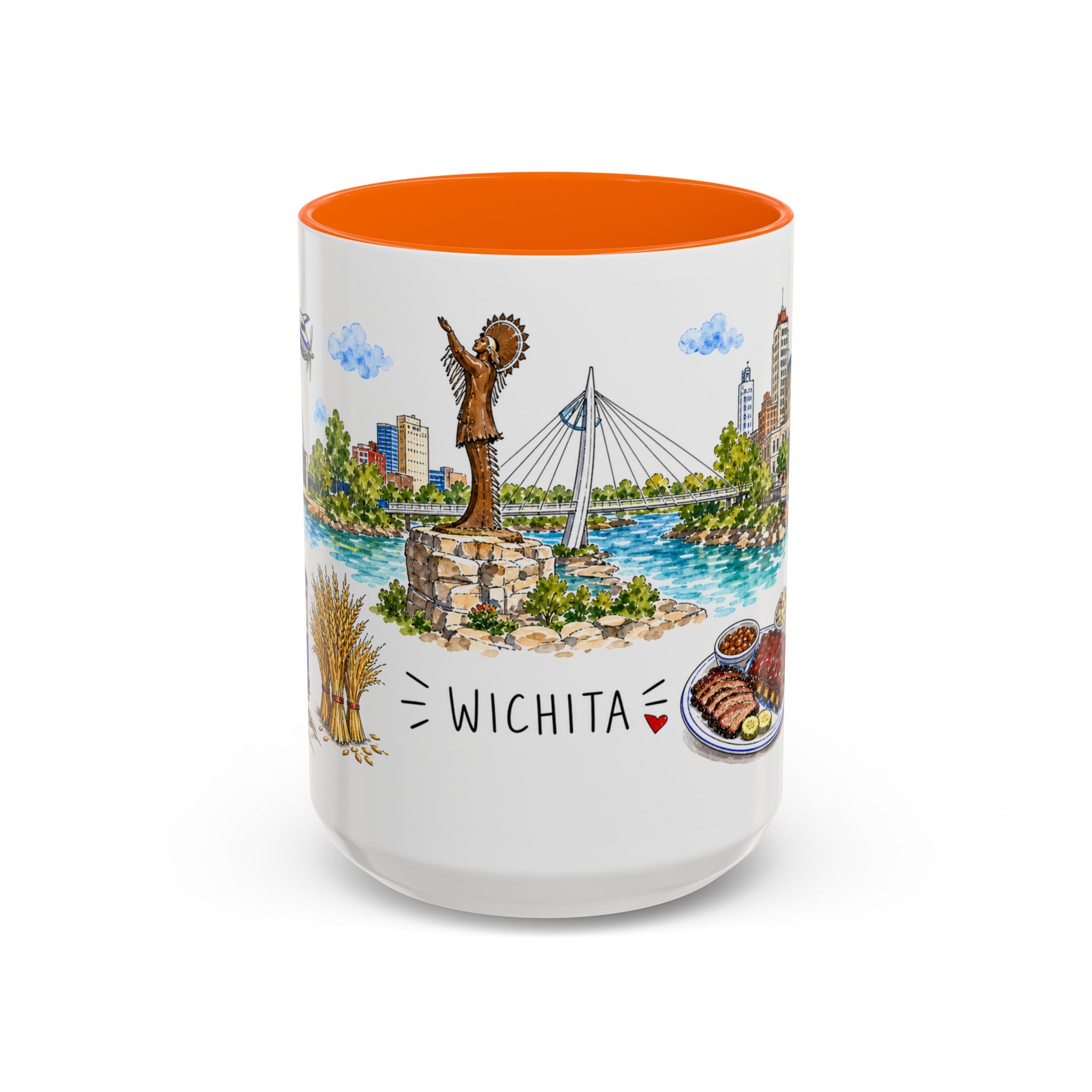 Wichita Illustrated Travel Mug | City Souvenir Accent Coffee Mug | 11oz 15oz Ceramic Cup