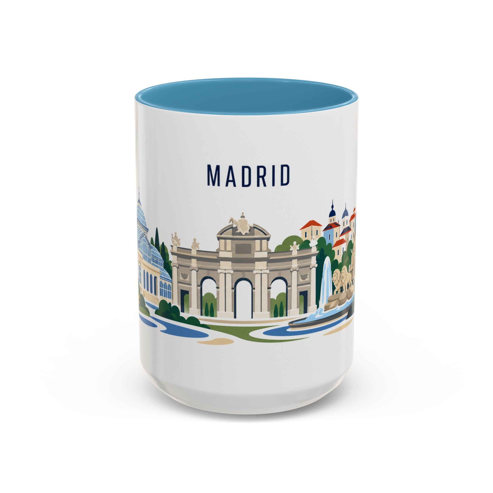 Madrid Coffee Mug | Spain Travel Souvenir | Porcelain Decal City Gift | 11oz 15oz Accent Mug