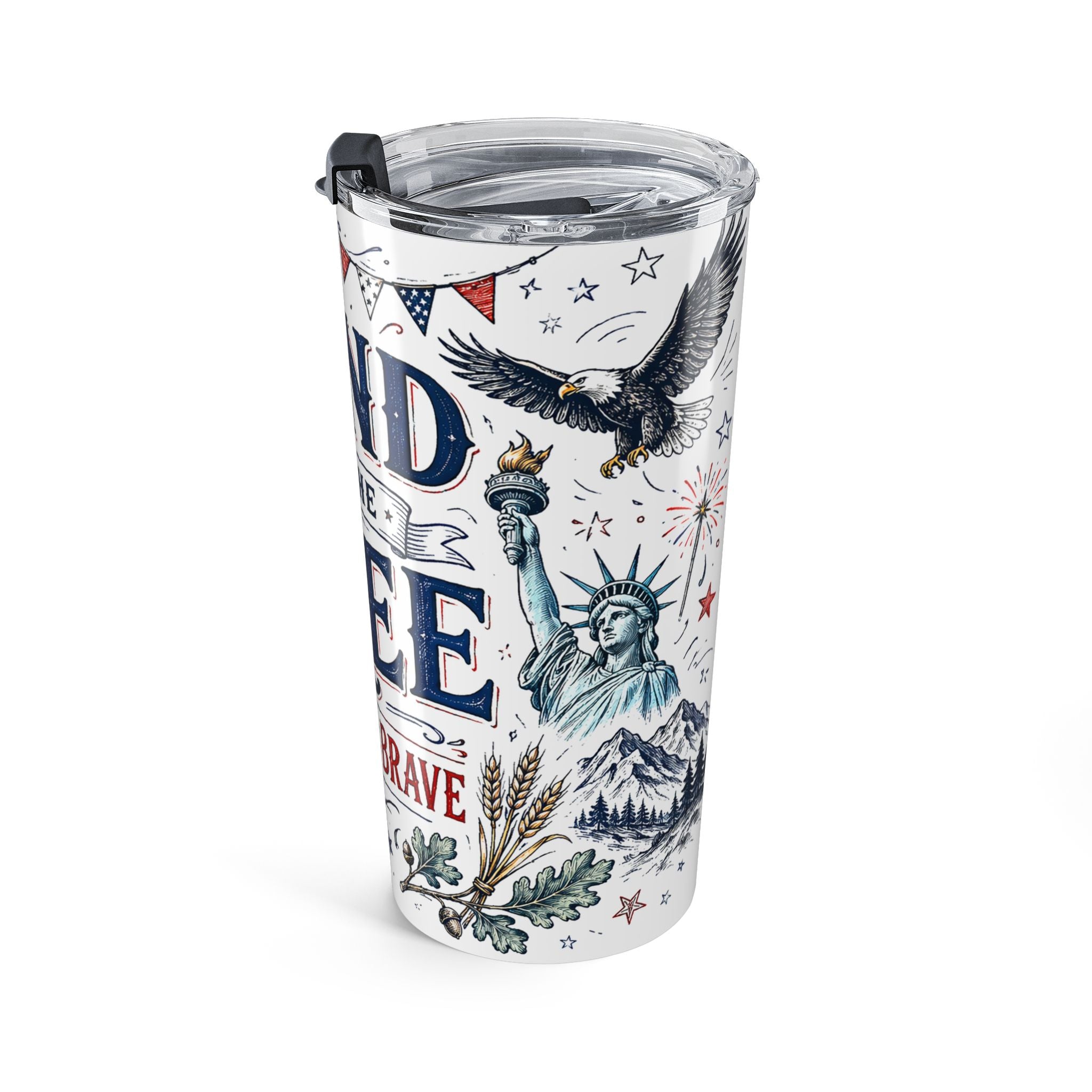 Land of the Free 20oz Tumbler | Home of the Brave 4th of July Gift | Insulated Stainless Steel Travel Cup