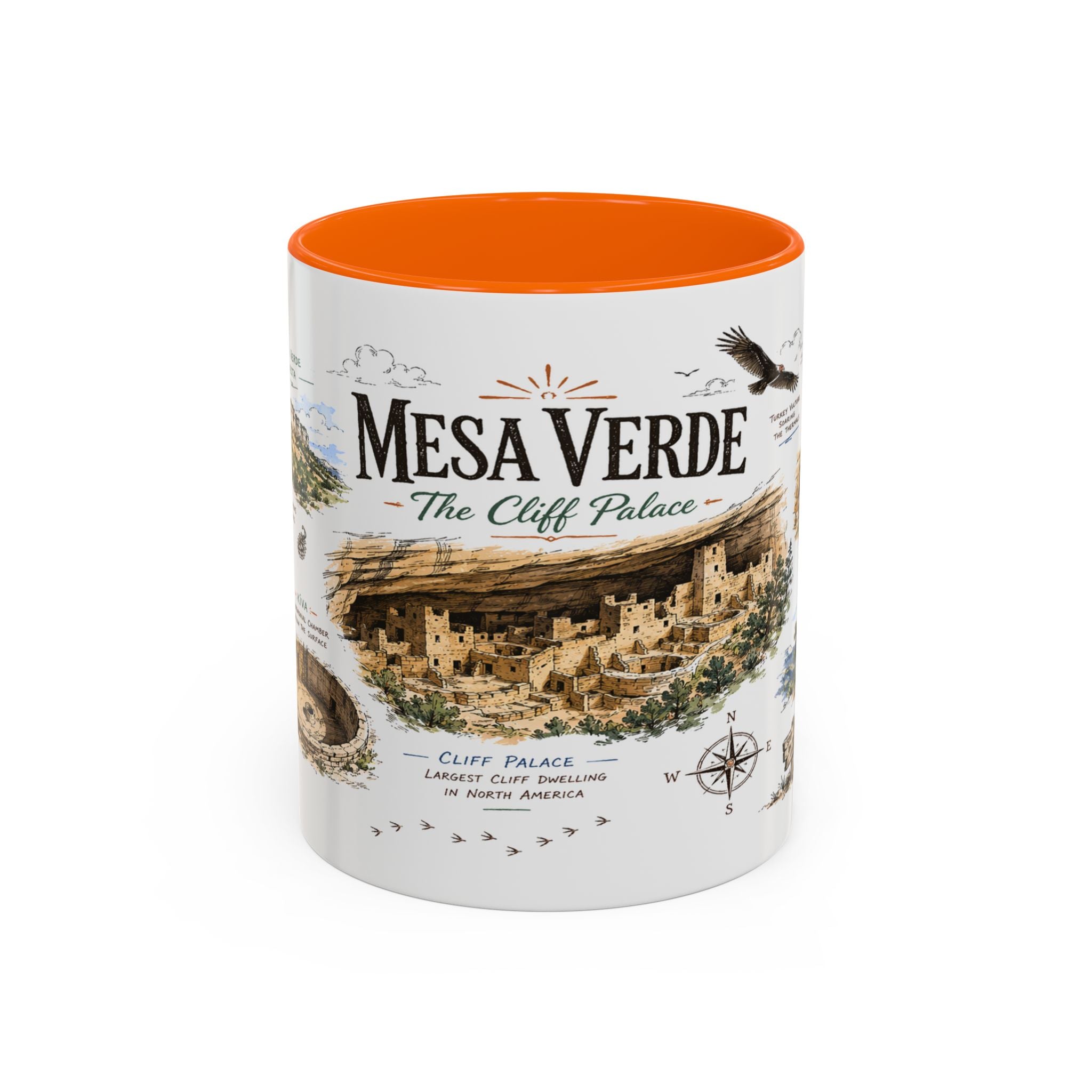 Mesa Verde National Park Coffee Mug | Colorado Ancient Cliff Dwellings Gift | Accent Color Ceramic 11oz 15oz
