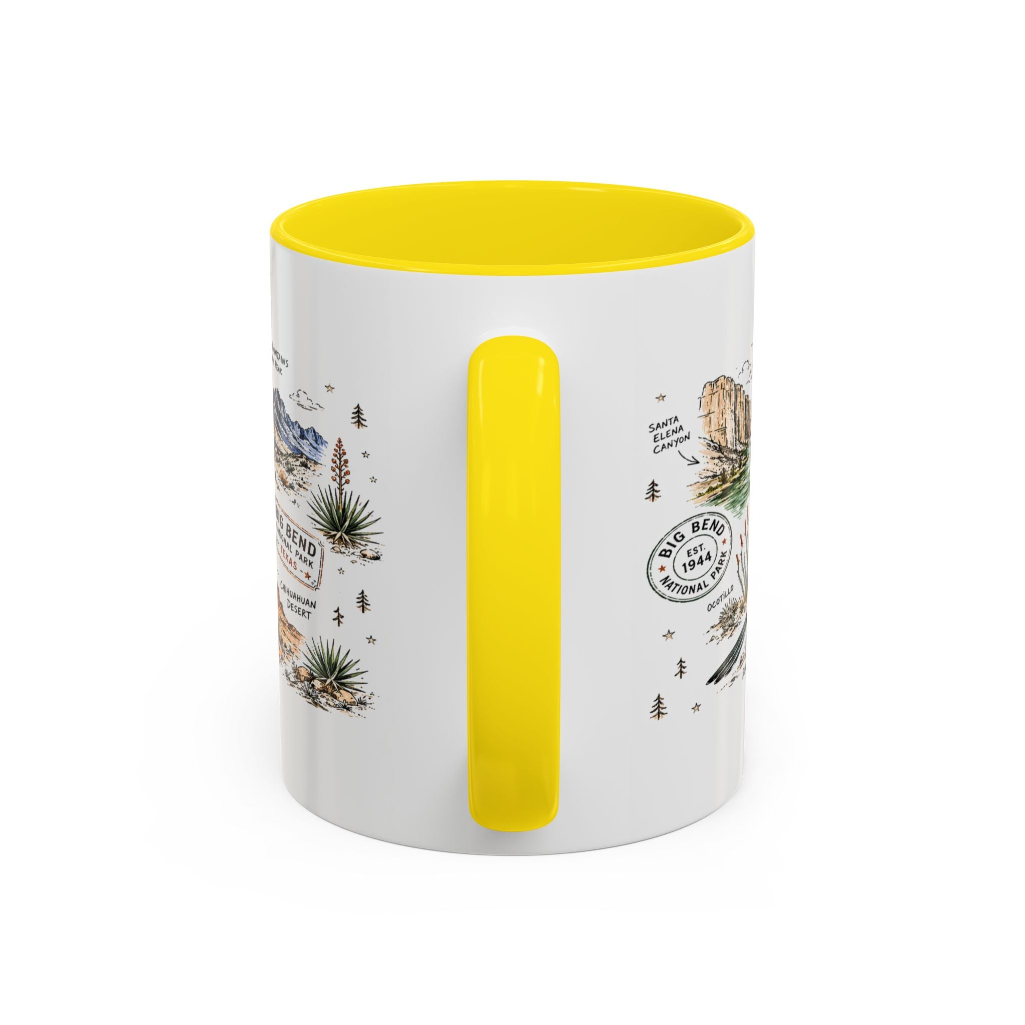 Big Bend National Park Coffee Mug | Texas Desert River Canyon Hiking Gift | Accent Color Ceramic 11oz 15oz