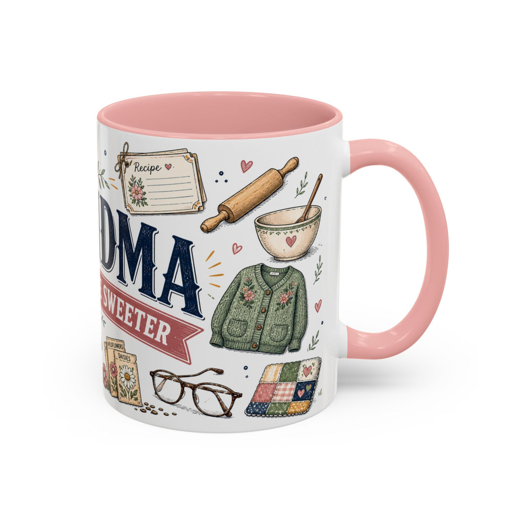 Grandma Makes Life Sweeter Coffee Mug | Gift From Grandkids | Accent Color Ceramic 11oz 15oz