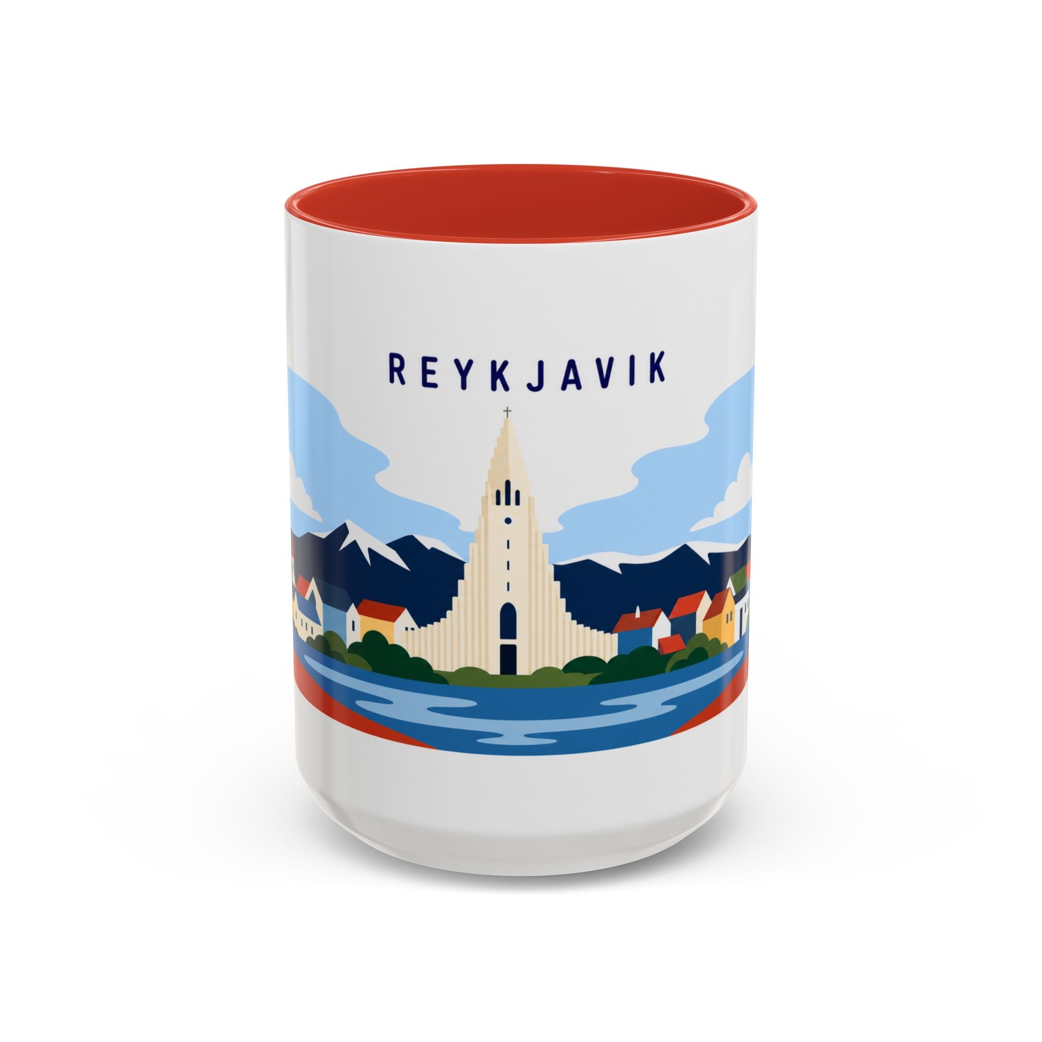 Reykjavik Coffee Mug | Travel Destination Souvenir Gift | Accent Color Ceramic 11oz 15oz