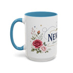 New York State Map Mug | Botanical Rose Accents, Long Distance Friendship Gift