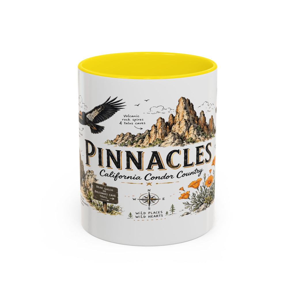 Pinnacles National Park Coffee Mug | California Rock Climbing Condor Gift | Accent Color Ceramic 11oz 15oz