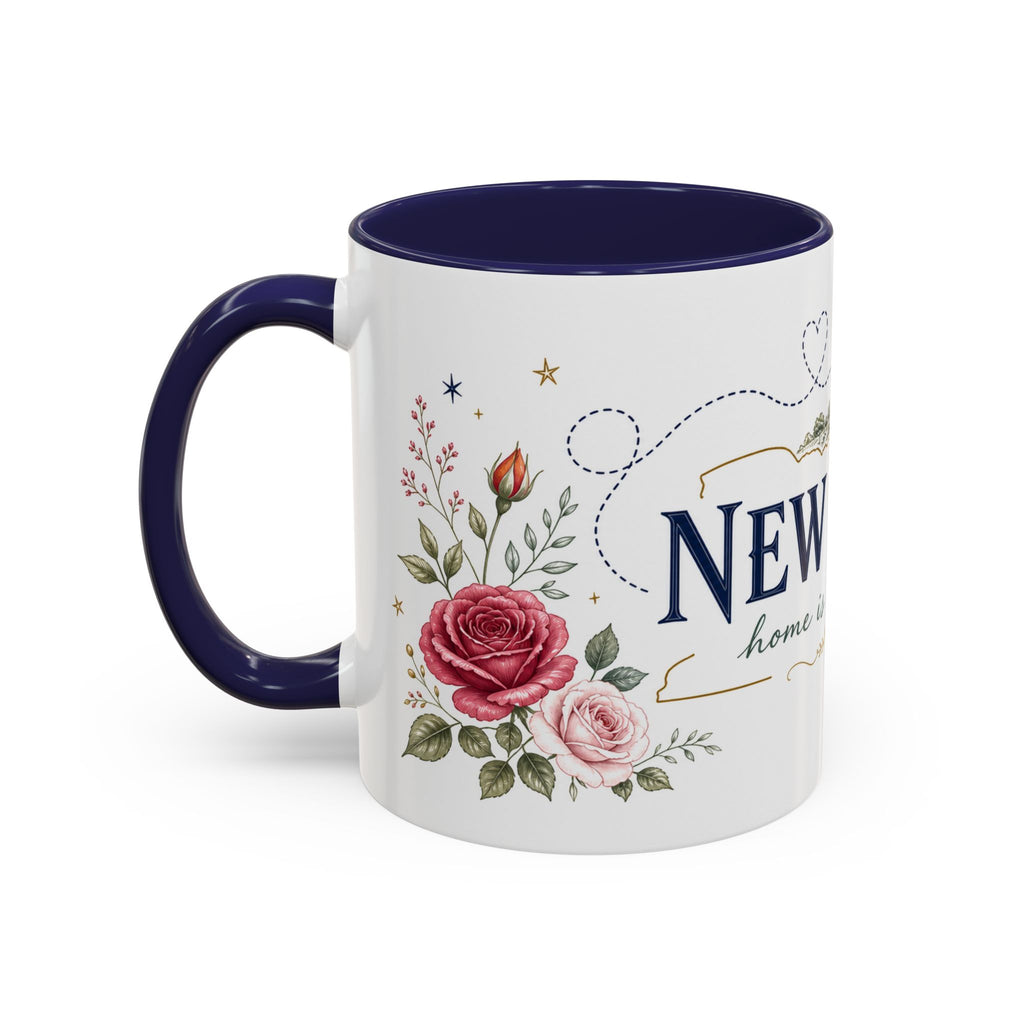 New York State Map Mug | Botanical Rose Accents, Long Distance Friendship Gift