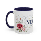 New York State Map Mug | Botanical Rose Accents, Long Distance Friendship Gift