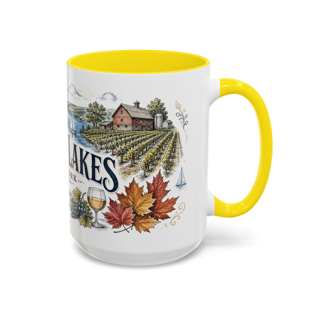 Finger Lakes Mug, New York Travel Souvenir, Bucket List Gift, Accent Ceramic Coffee Mug 11oz 15oz