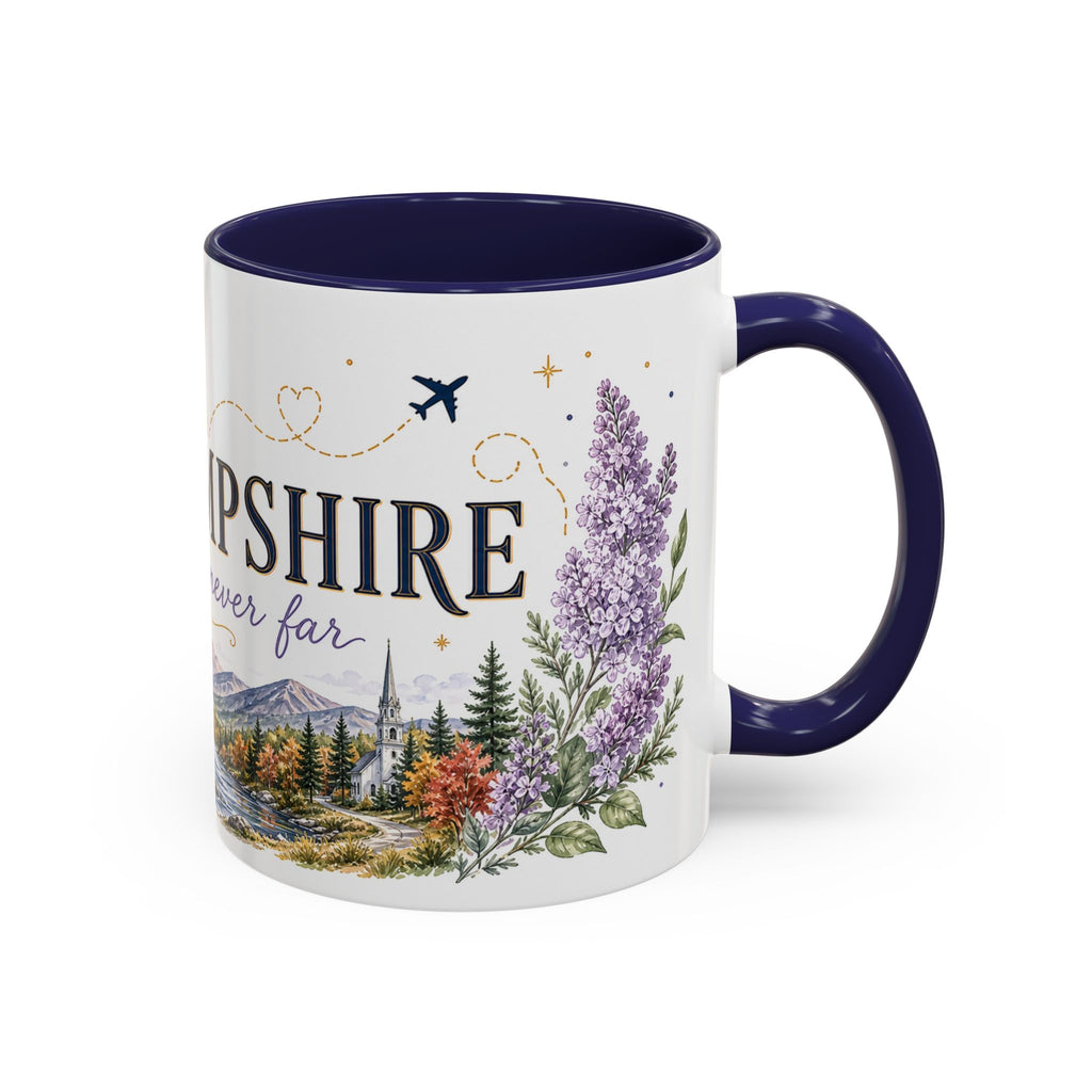 New Hampshire State Map Mug | Botanical Accents, Mountain Landscape Coffee Cup