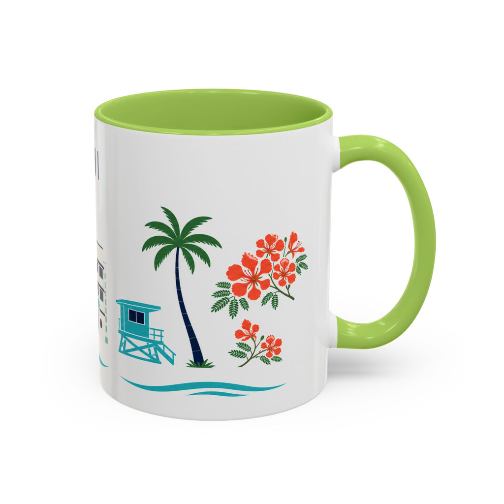 Miami Coffee Mug | United States Travel Souvenir | Porcelain Decal City Gift | 11oz 15oz Accent Mug