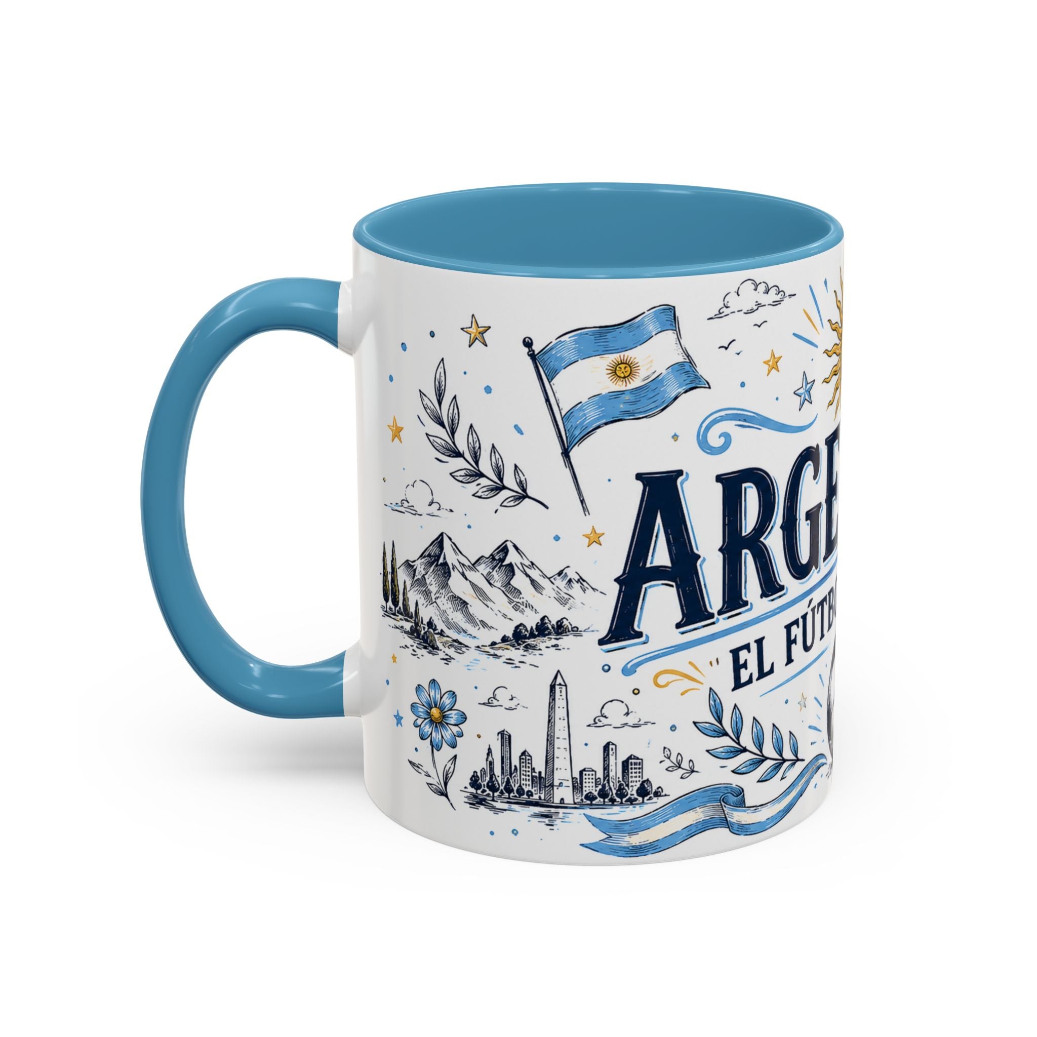 Argentina Soccer Coffee Mug | Soccer Fan Gift | Accent Color Ceramic 11oz 15oz Match Day Cup
