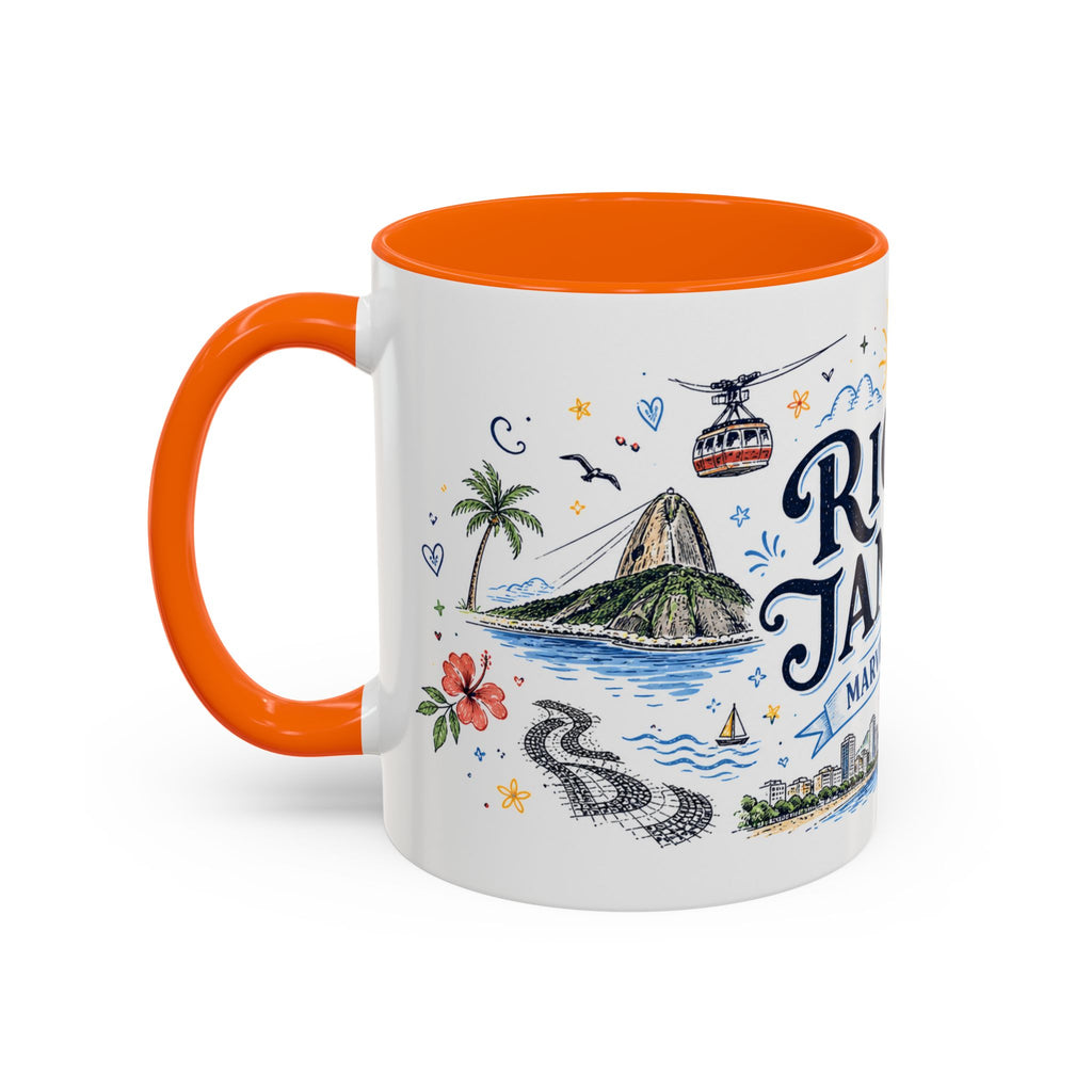 Rio de Janeiro Coffee Mug | Brazil Souvenir Travel Gift | Accent Color Ceramic 11oz 15oz