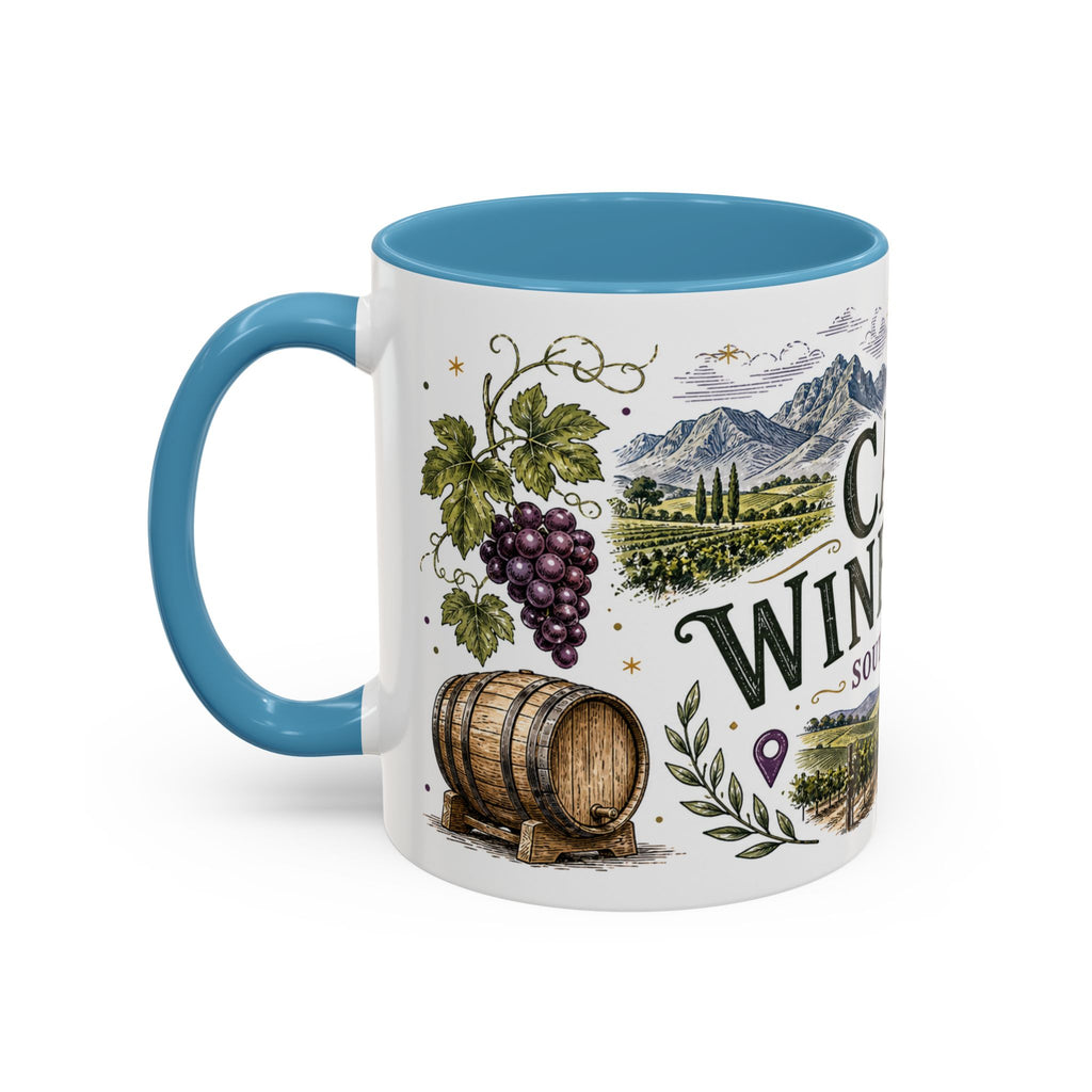 Cape Winelands Coffee Mug | Travel Destination Souvenir Gift | Accent Color Ceramic 11oz 15oz