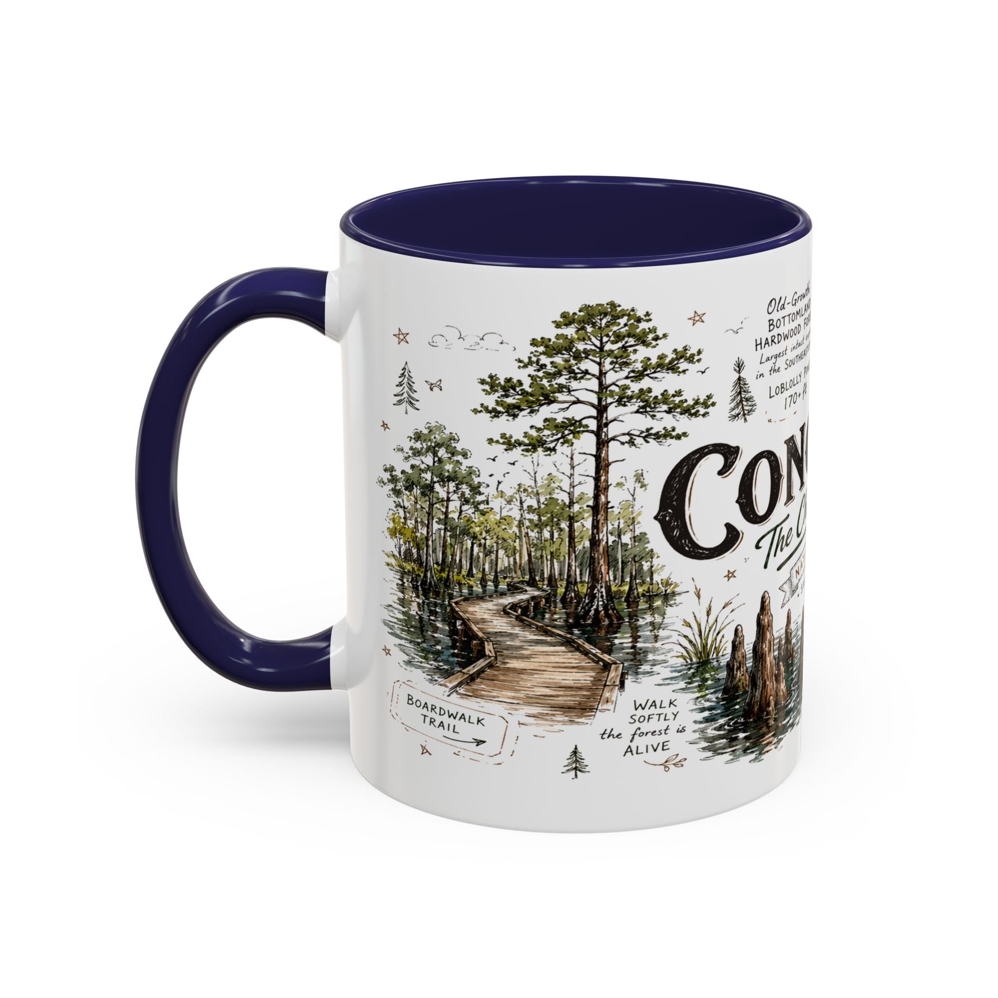 Congaree National Park Coffee Mug | South Carolina Forest Floodplain Gift | Accent Color Ceramic 11oz 15oz