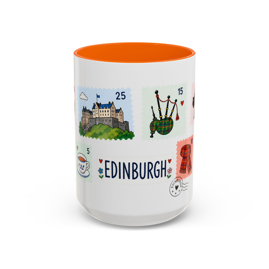 Edinburgh Coffee Mug | Postage Stamp Collage Mug | Travel Souvenir Accent Cup 11oz 15oz