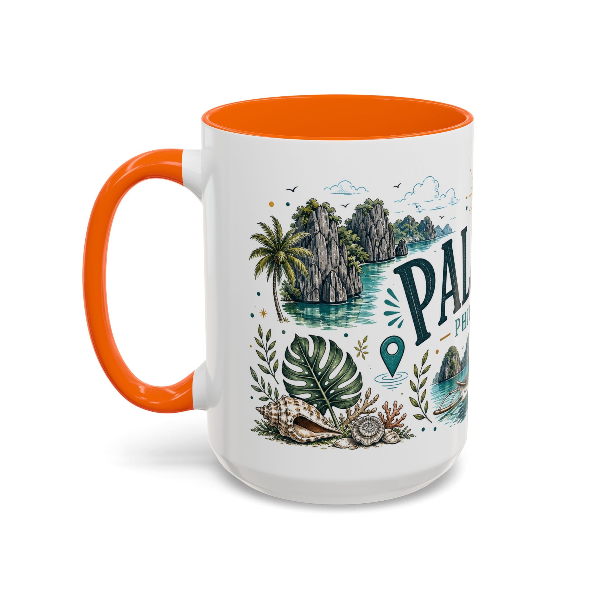 Palawan Coffee Mug | Travel Destination Souvenir Gift | Accent Color Ceramic 11oz 15oz