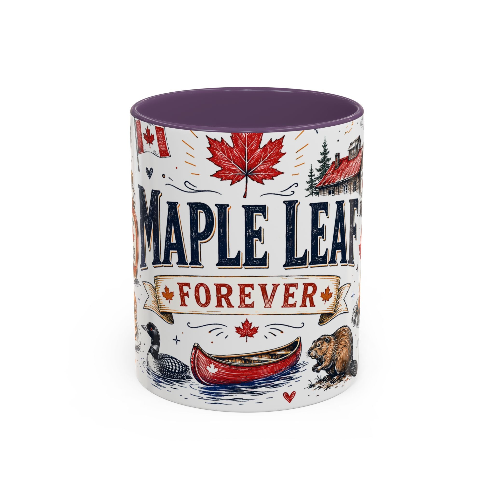 Maple Leaf Forever Coffee Mug | Canadian Pride Gift | Accent Color Ceramic 11oz 15oz