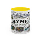 Olympic Coffee Mug | National Park Hiking Rainforest Gift | Accent Color Ceramic 11oz 15oz