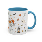 Floral Pumpkin Halloween Mug | Friendly Ghost Watercolor Gift | Accent Cup 11oz 15oz