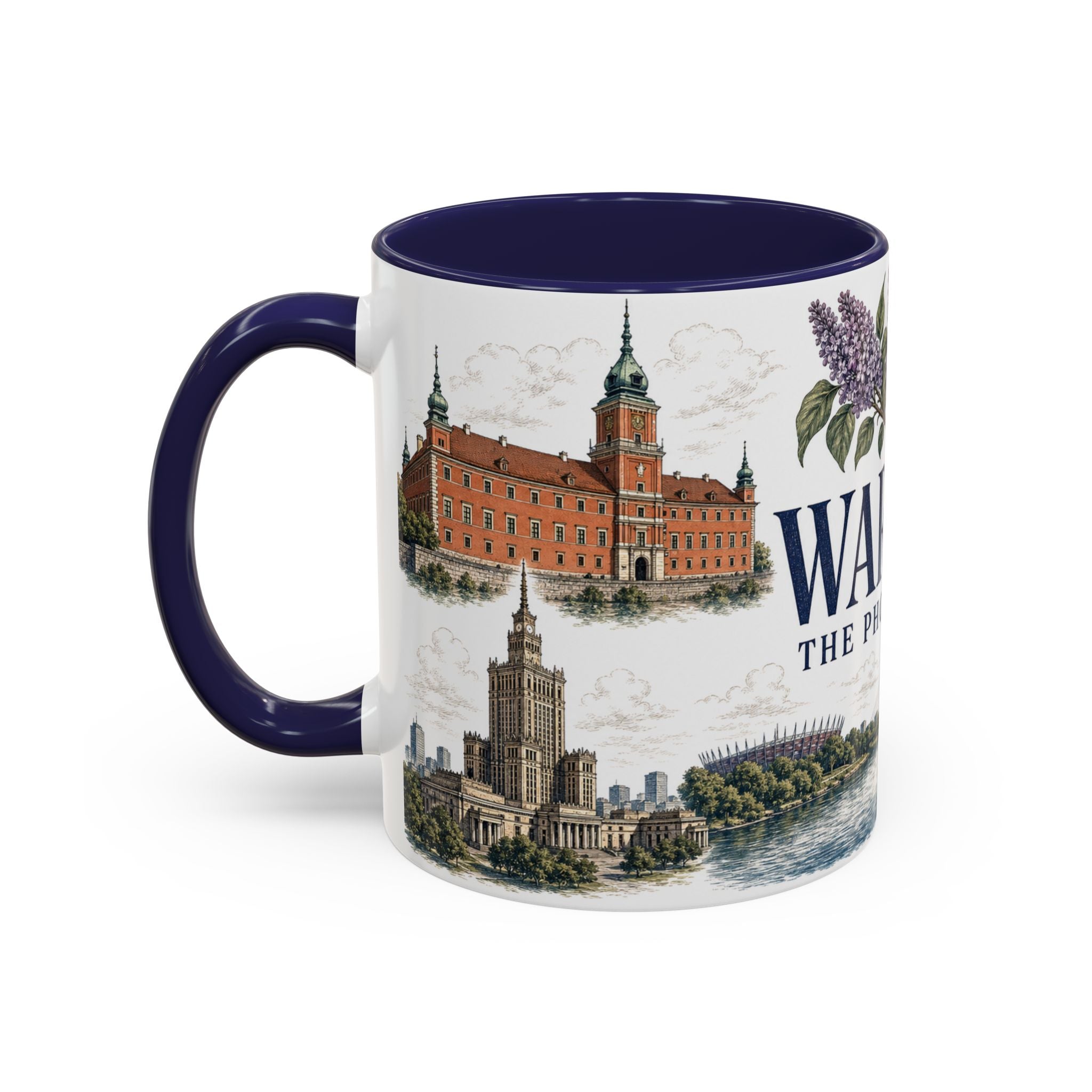Warsaw Coffee Mug | Poland Travel Souvenir | Vintage Illustrated City Gift | 11 oz 15 oz Accent Mug
