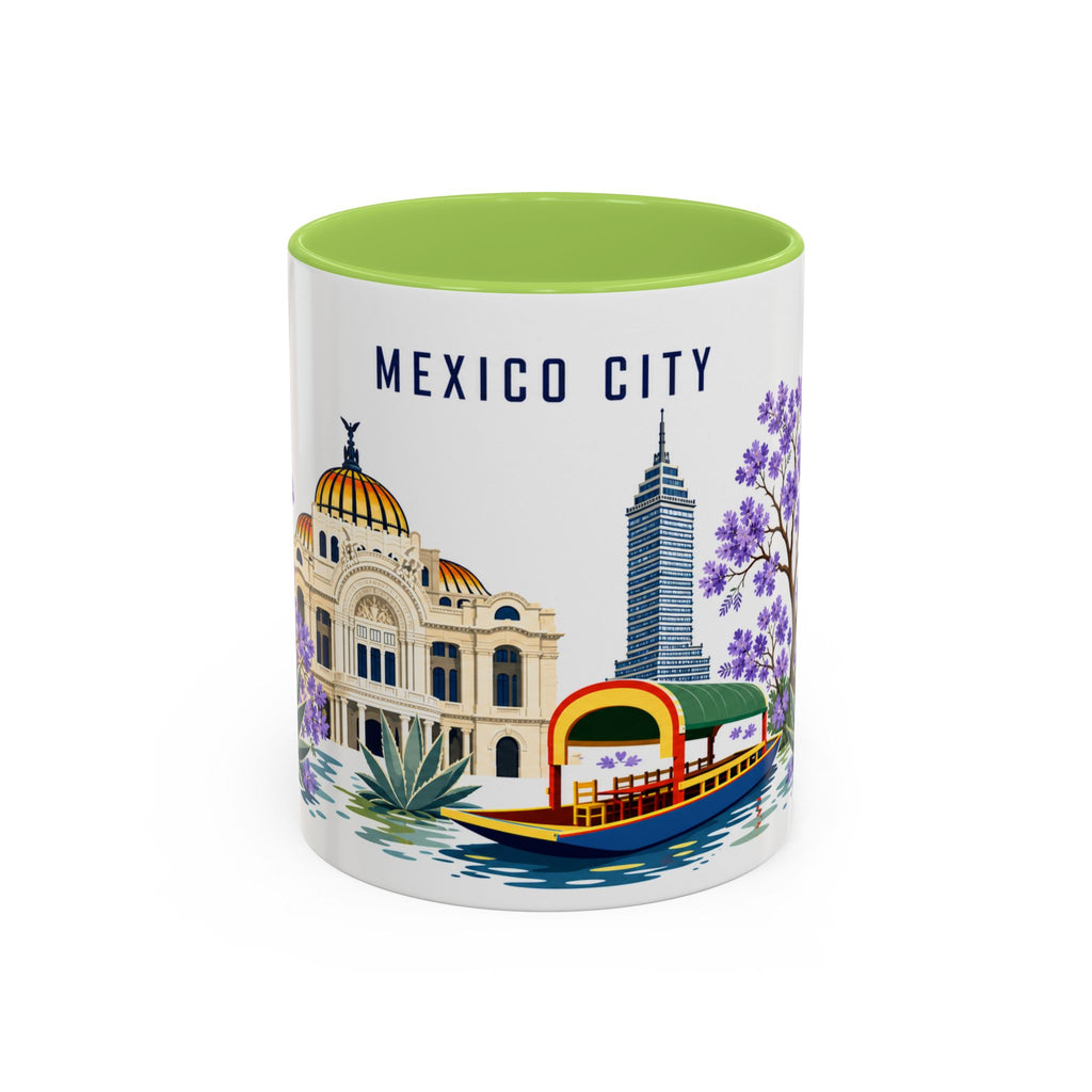 Mexico City Coffee Mug | Mexico Travel Souvenir | Porcelain Decal City Gift | 11oz 15oz Accent Mug