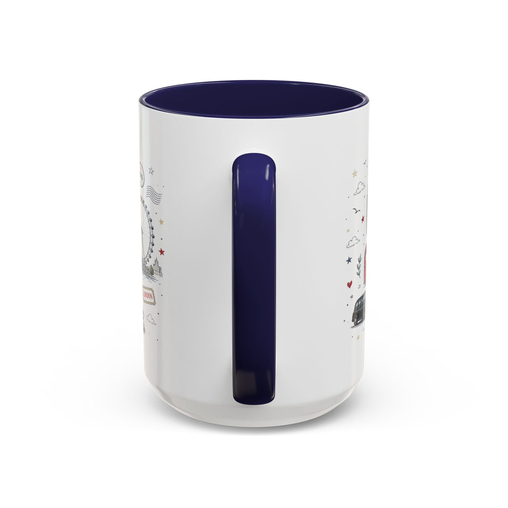London Coffee Mug | England Souvenir Travel Gift | Accent Color Ceramic 11oz 15oz