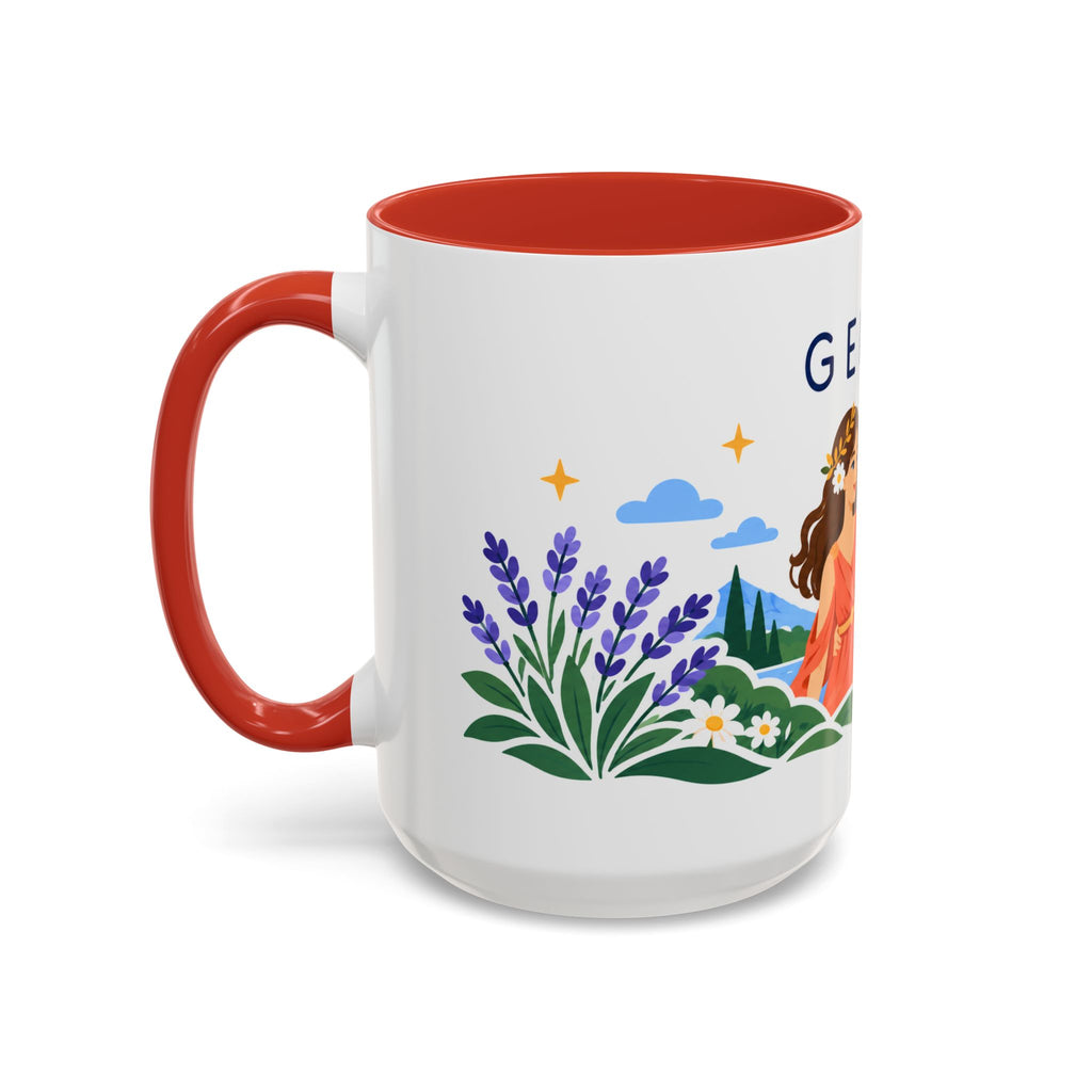 Gemini Zodiac Coffee Mug | Twins and Floral Design | Astrology Birthday Gift | 11 oz 15 oz Ceramic Accent Mug