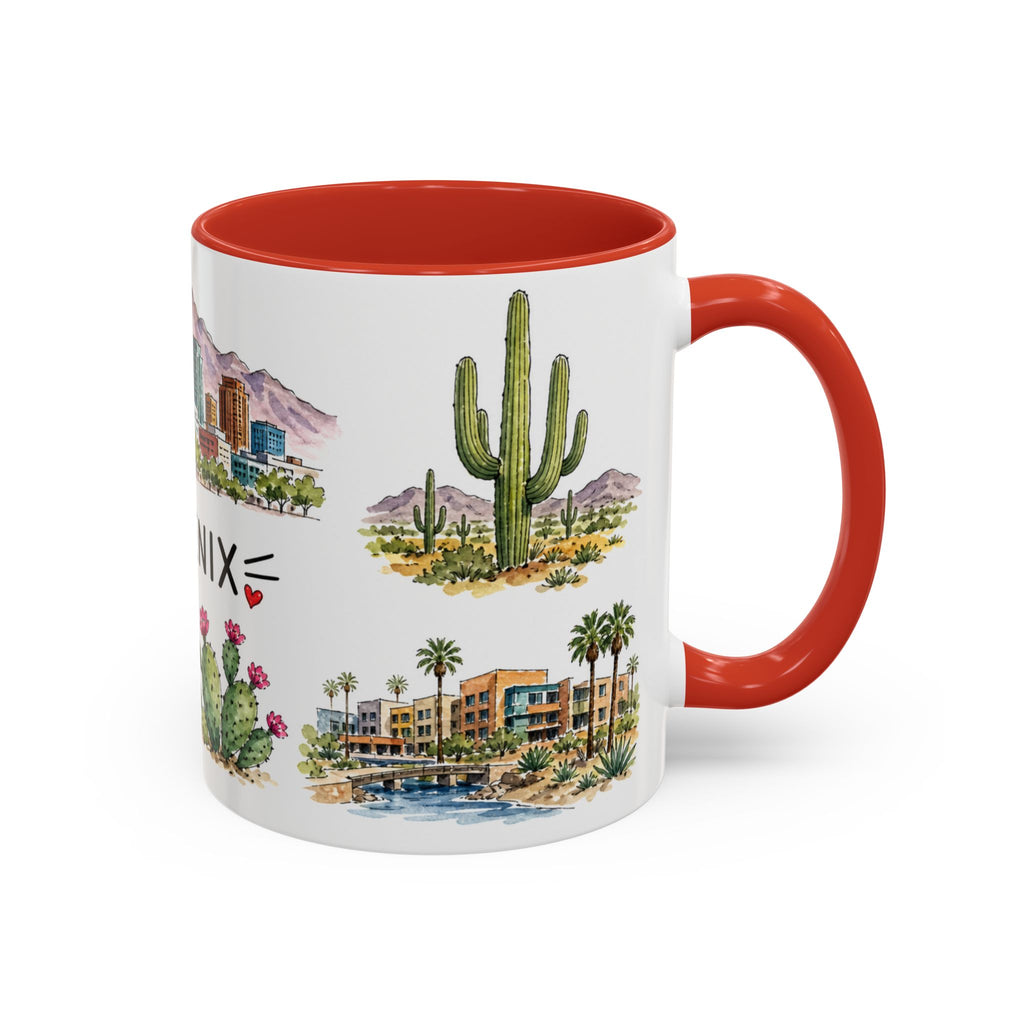 Phoenix Illustrated Travel Mug | City Souvenir Accent Coffee Mug | 11oz 15oz Ceramic Cup