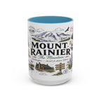 Mount Rainier Coffee Mug | National Park Hiking Washington Gift | Accent Color Ceramic 11oz 15oz