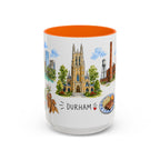 Durham Illustrated Travel Mug | City Souvenir Accent Coffee Mug | 11oz 15oz Ceramic Cup