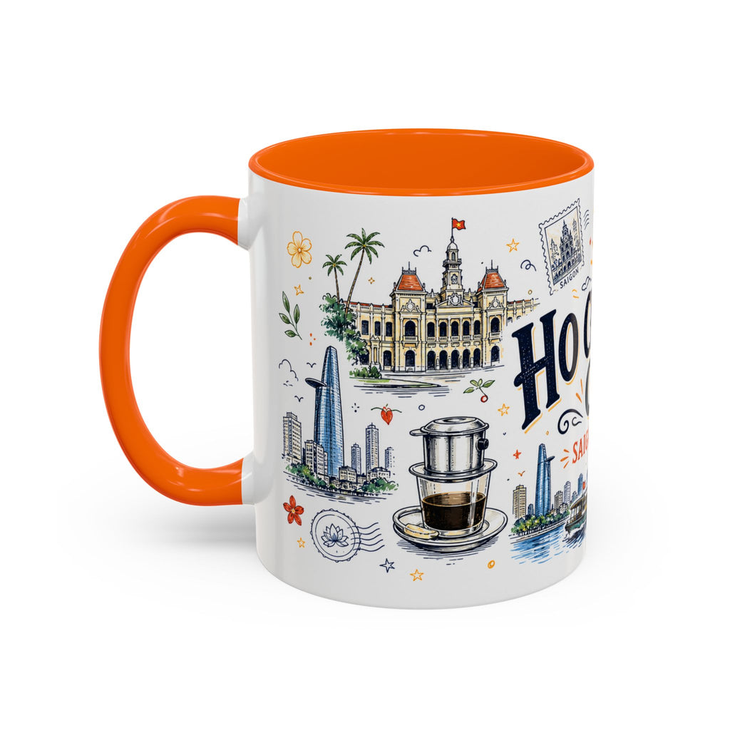 Ho Chi Minh City Coffee Mug | Vietnam Souvenir Travel Gift | Accent Color Ceramic 11oz 15oz