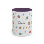 Dhaka Christmas Mug | Watercolor Travel Souvenir | Holiday Gift | Accent Ceramic Coffee Cup 11oz 15oz