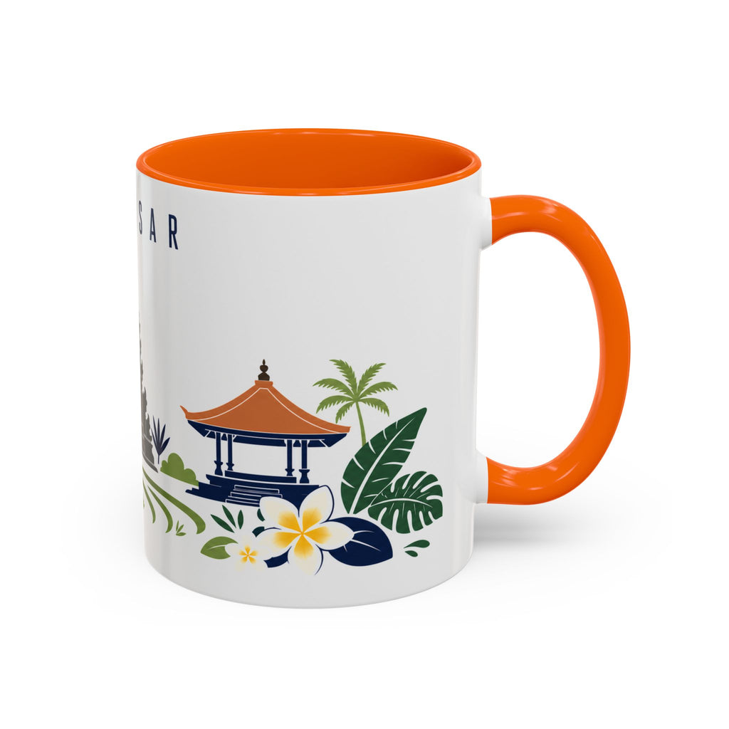 Denpasar Coffee Mug | Indonesia Travel Souvenir | Porcelain Decal City Gift | 11oz 15oz Accent Mug