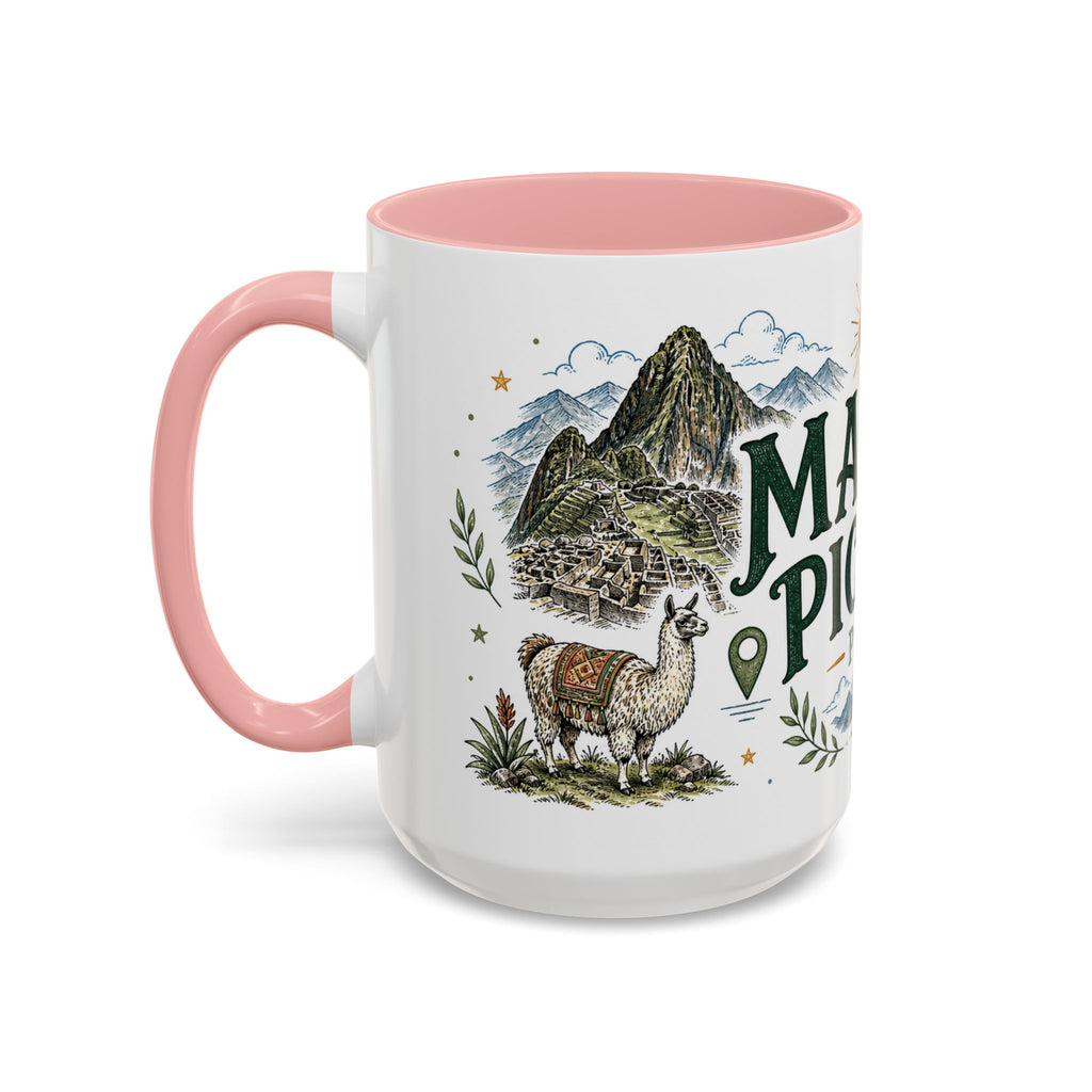 Machu Picchu Coffee Mug | Travel Destination Souvenir Gift | Accent Color Ceramic 11oz 15oz