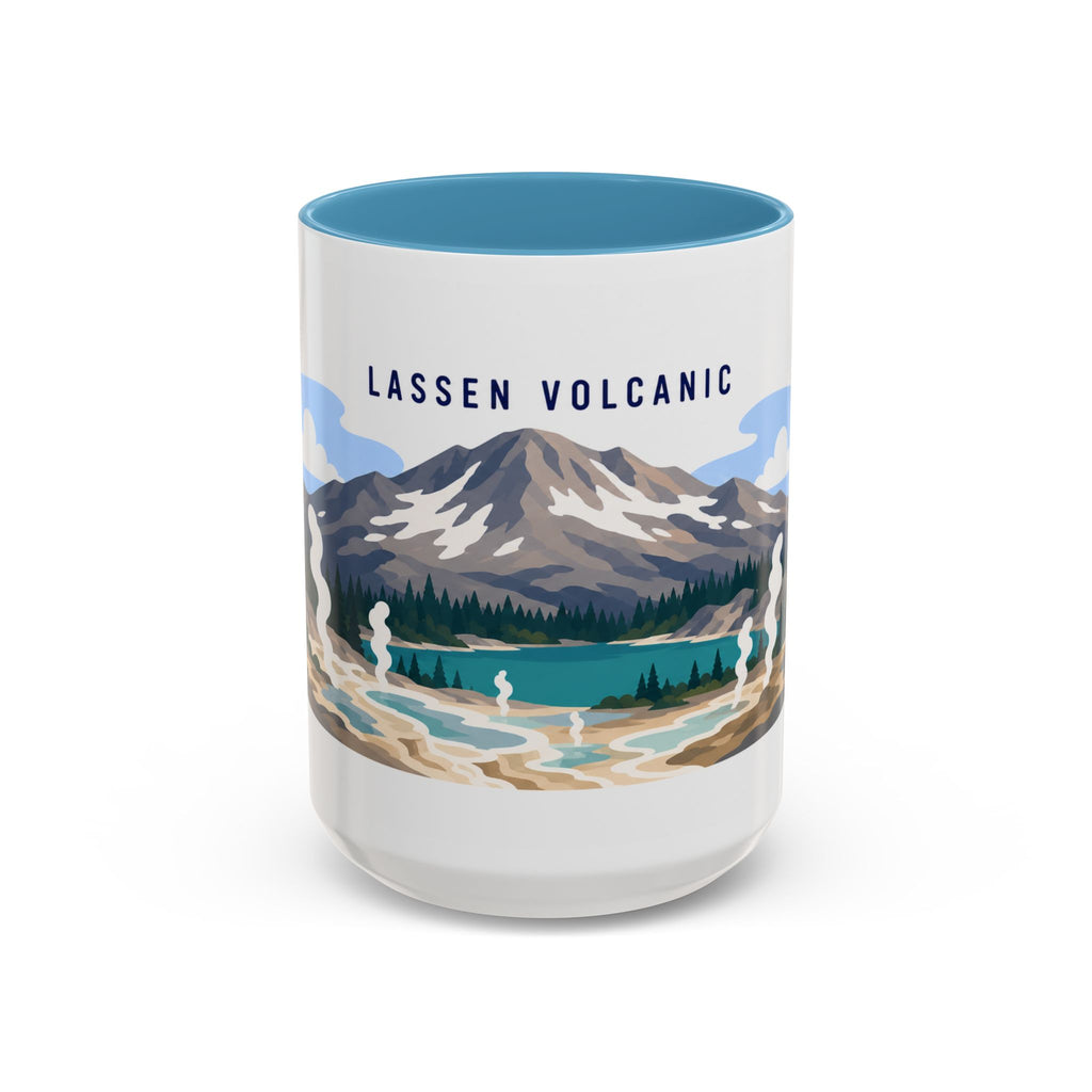 Lassen Volcanic National Park Coffee Mug | Solid Color Block Park Souvenir | 11oz 15oz Accent Mug