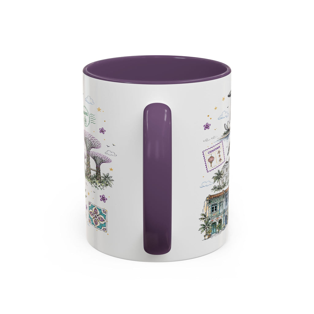 Singapore Coffee Mug | Asia Souvenir Travel Gift | Accent Color Ceramic 11oz 15oz