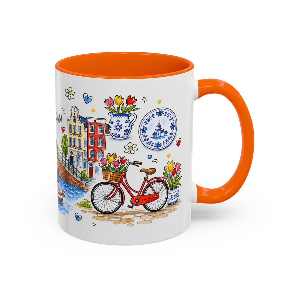 Amsterdam Travel Mug | European City Souvenir Accent Coffee Mug | 11oz 15oz Ceramic Cup