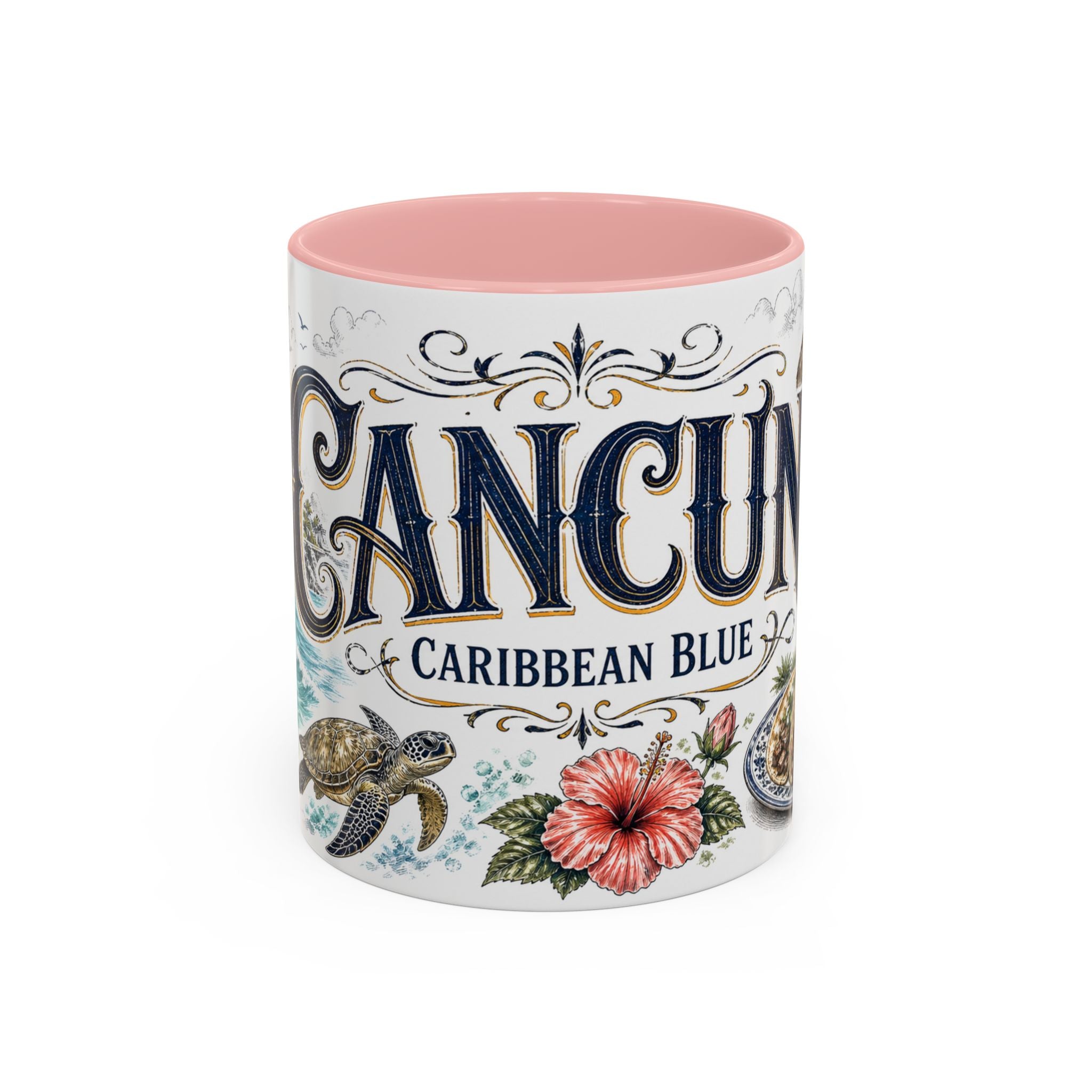 Cancun Coffee Mug | Mexico Travel Souvenir | Vintage Illustrated City Gift | 11 oz 15 oz Accent Mug