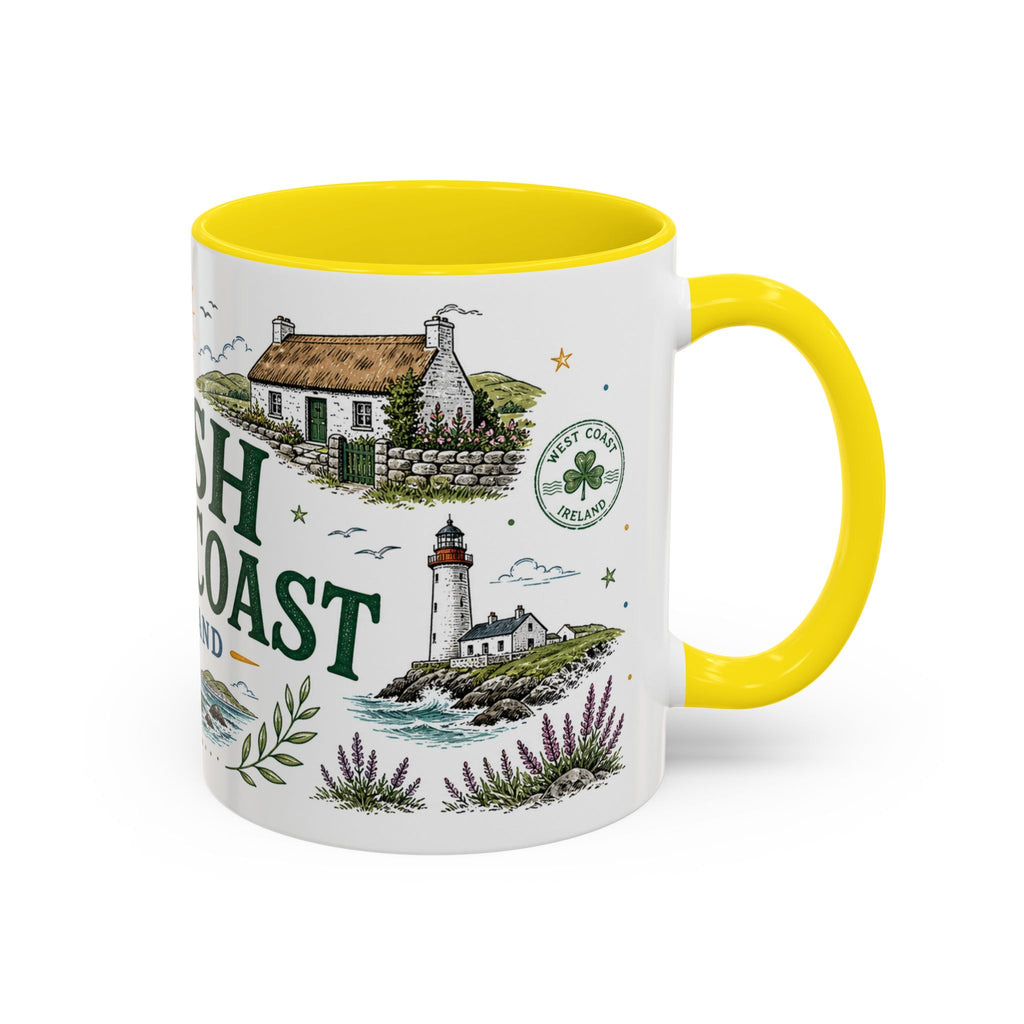 Irish West Coast Coffee Mug | Travel Destination Souvenir Gift | Accent Color Ceramic 11oz 15oz