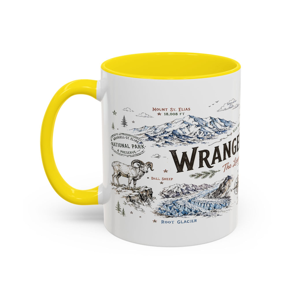 Wrangell-St. Elias National Park Coffee Mug | Alaska Wilderness Climbing Gift | Accent Color Ceramic 11oz 15oz