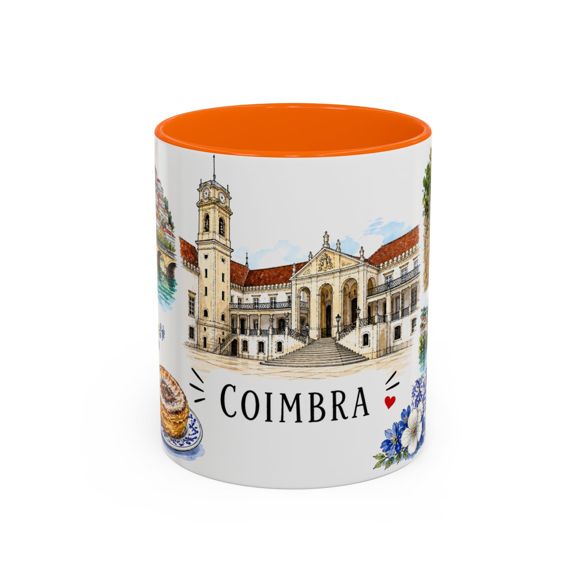 Coimbra Illustrated Travel Mug | City Souvenir Accent Coffee Mug | 11oz 15oz Ceramic Cup