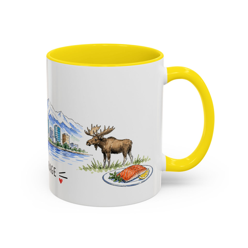 Anchorage Illustrated Travel Mug | City Souvenir Accent Coffee Mug | 11oz 15oz Ceramic Cup