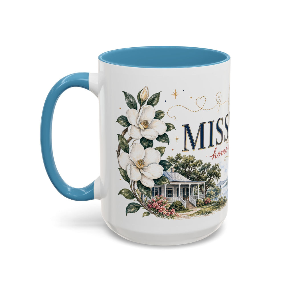 Mississippi State Map Mug | Moving Away, Homesick Gift | Botanical Accent Coffee Cup