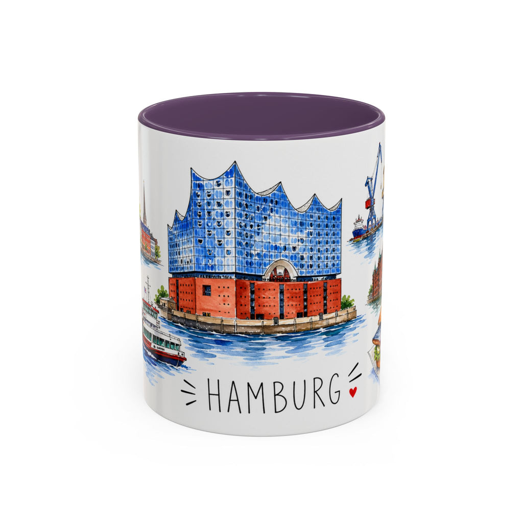 Hamburg Illustrated Travel Mug | City Souvenir Accent Coffee Mug | 11oz 15oz Ceramic Cup