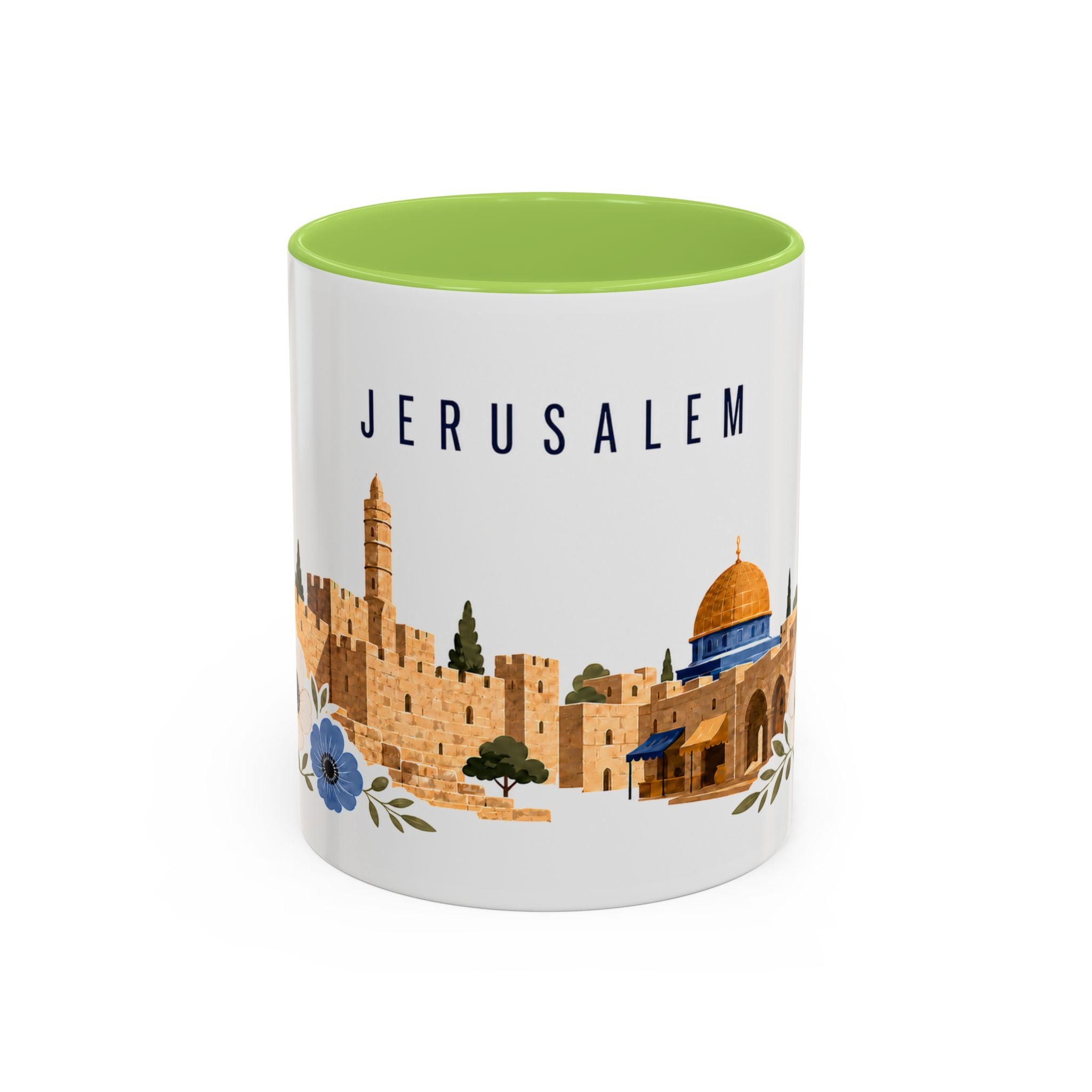 Jerusalem Coffee Mug | Israel Travel Souvenir | Porcelain Decal City Gift | 11oz 15oz Accent Mug