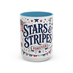 Stars and Stripes Forever Coffee Mug | Patriotic 4th of July Gift | Accent Color Ceramic 11oz 15oz