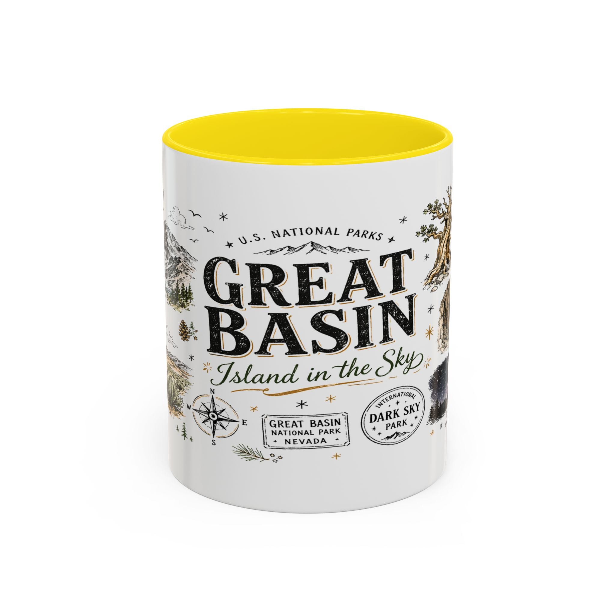 Great Basin National Park Coffee Mug | Nevada Desert Stargazing Hiking Gift | Accent Color Ceramic 11oz 15oz
