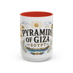 Pyramids of Giza Coffee Mug | Travel Destination Souvenir Gift | Accent Color Ceramic 11oz 15oz