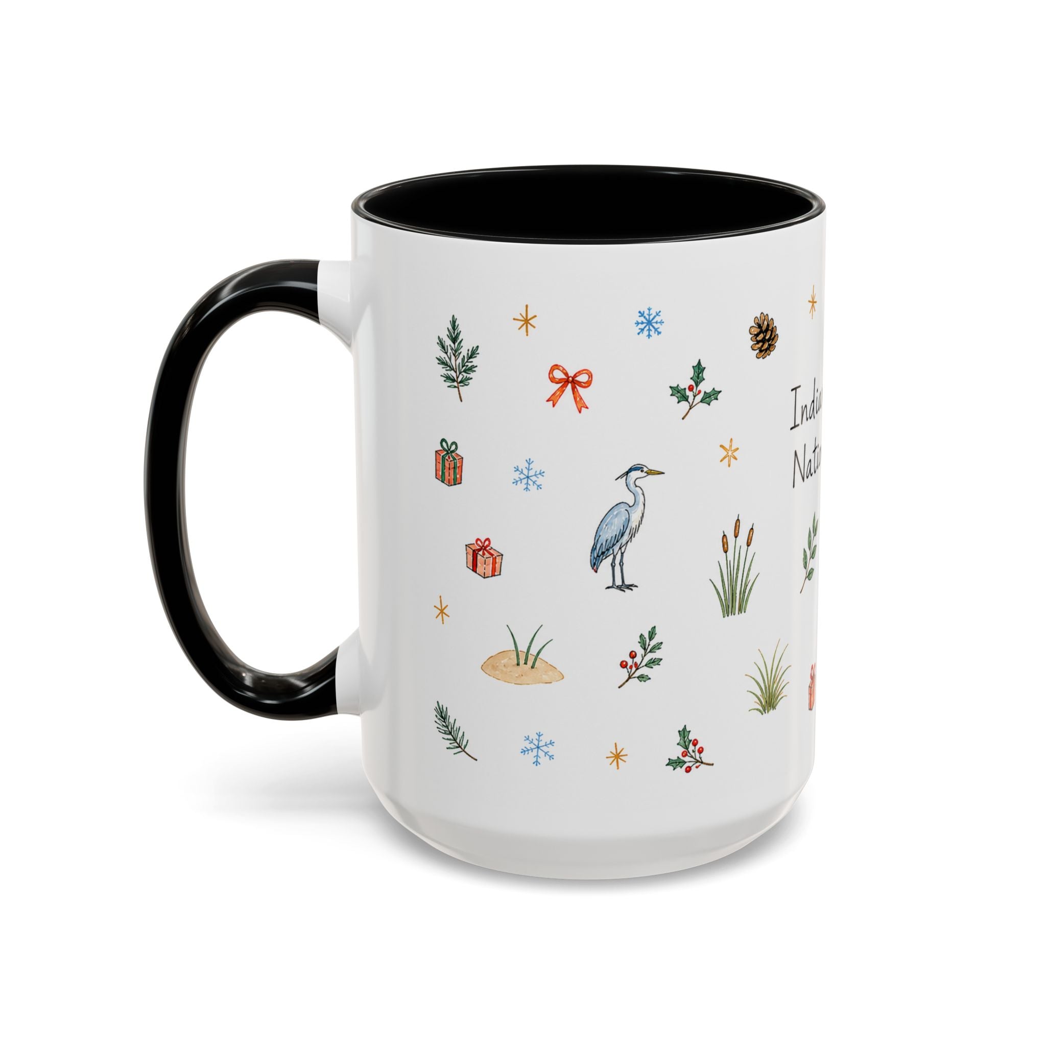 Indiana Dunes National Park Christmas Mug | Watercolor Travel Souvenir | Holiday Gift | Accent Ceramic Coffee Cup 11oz 15oz