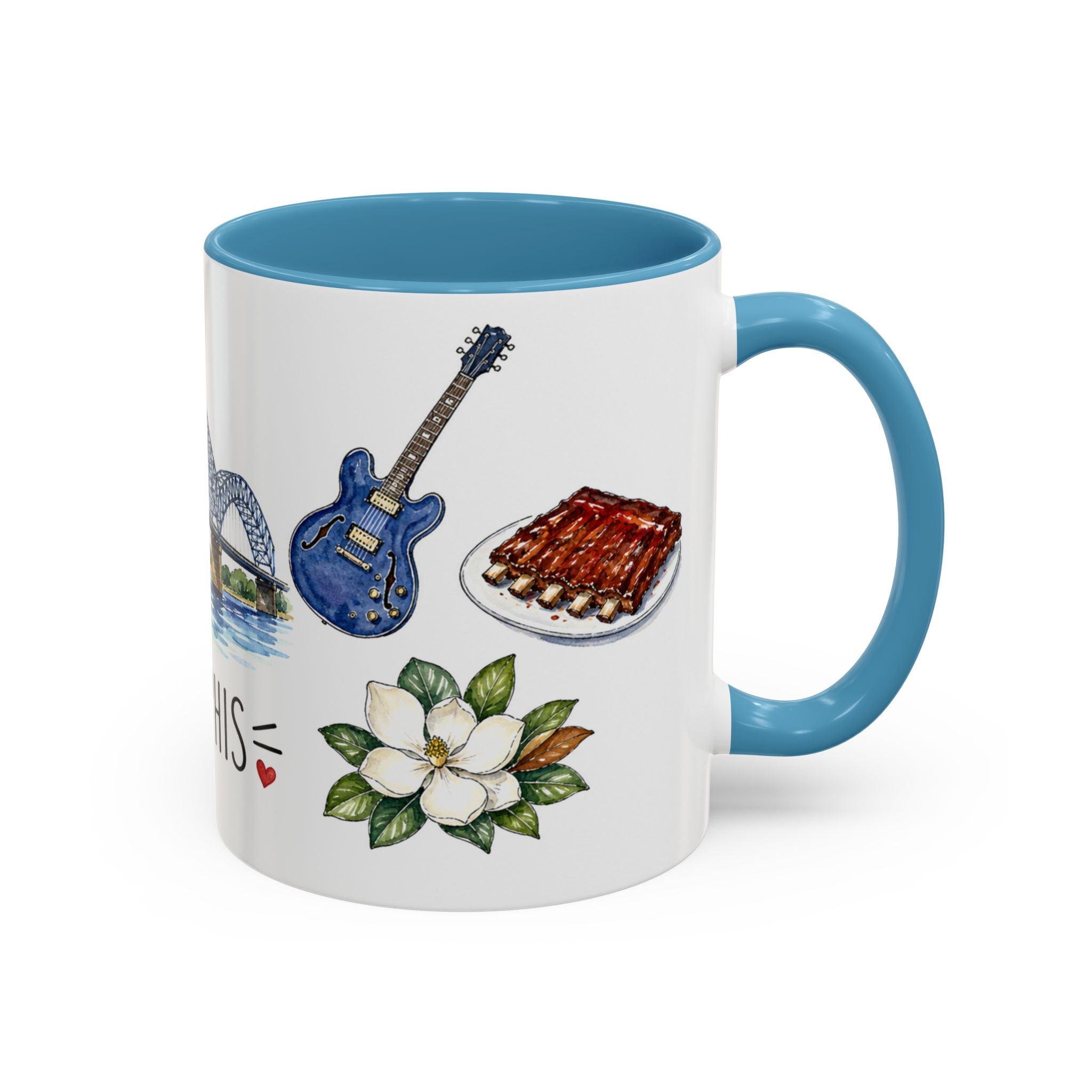 Memphis Illustrated Travel Mug | City Souvenir Accent Coffee Mug | 11oz 15oz Ceramic Cup